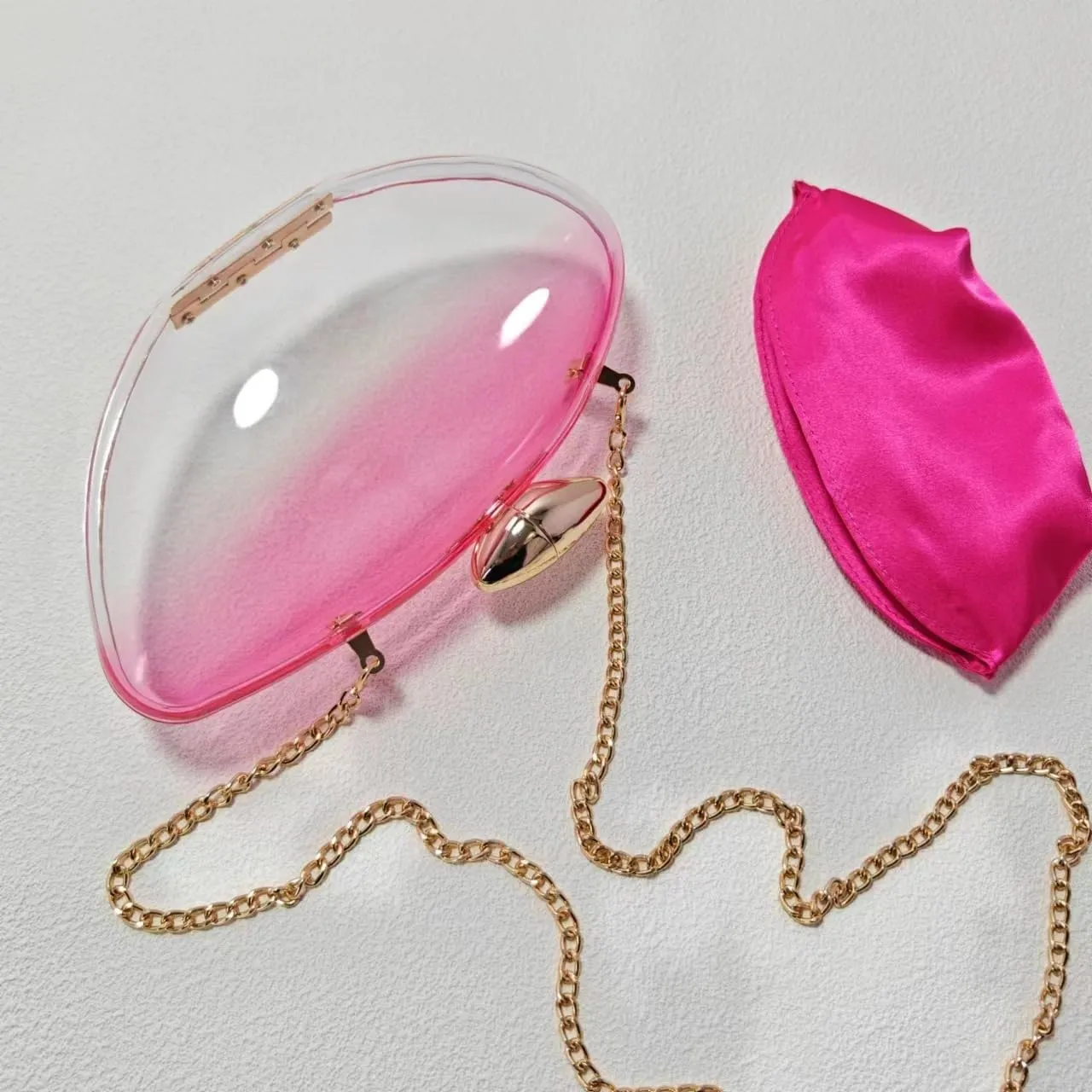 Women Acrylic Evening Clutch Purse Unique Clear Handbag with Detachable Chain for Wedding Party Prom, Blue