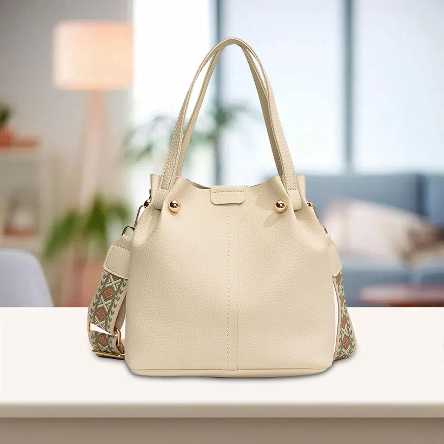 Women Bucket Bag with Adjustable Strap Stylish Ladies Commuting Crossbody Purse