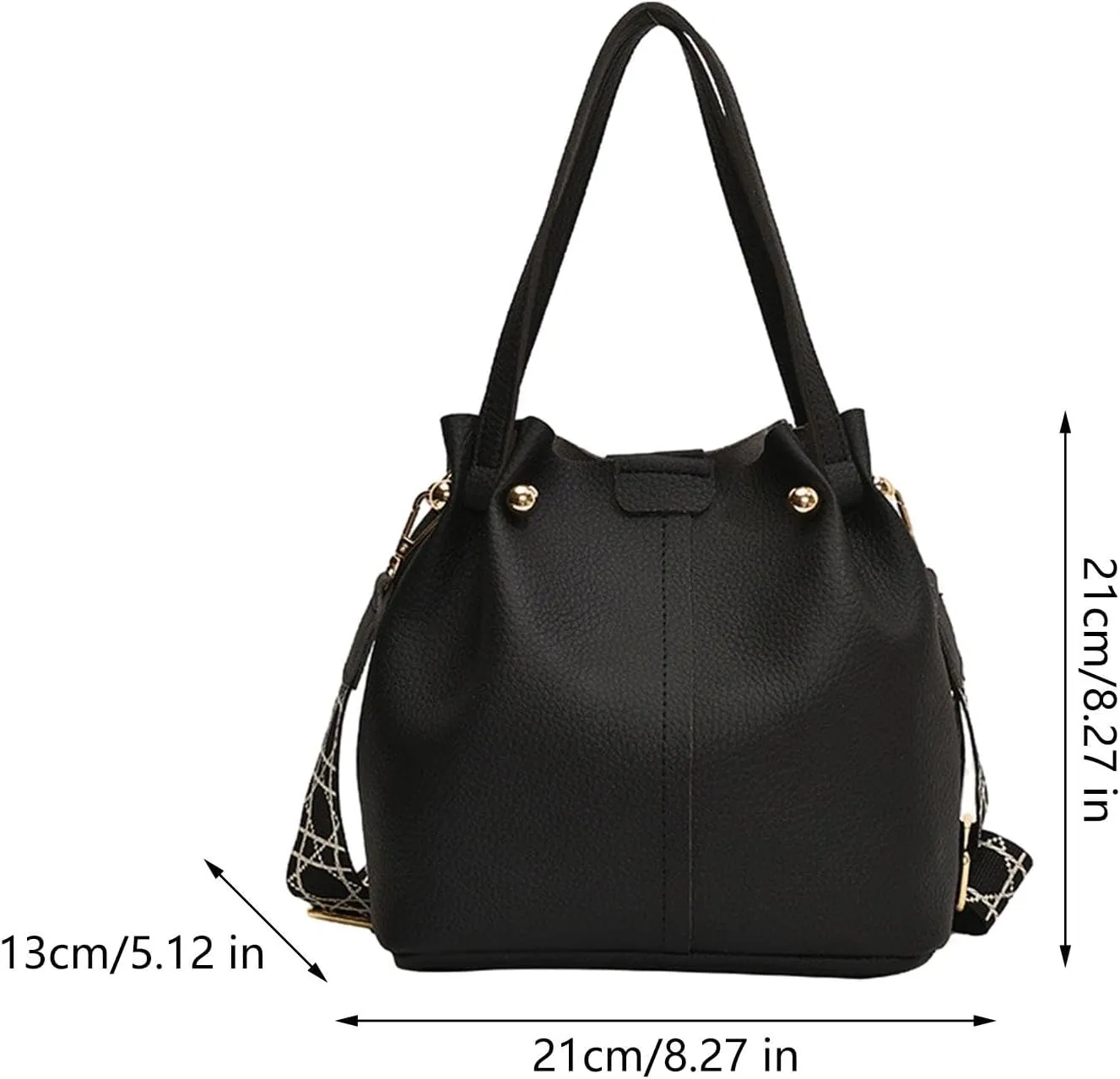 Women Bucket Bag with Adjustable Strap Stylish Ladies Commuting Crossbody Purse