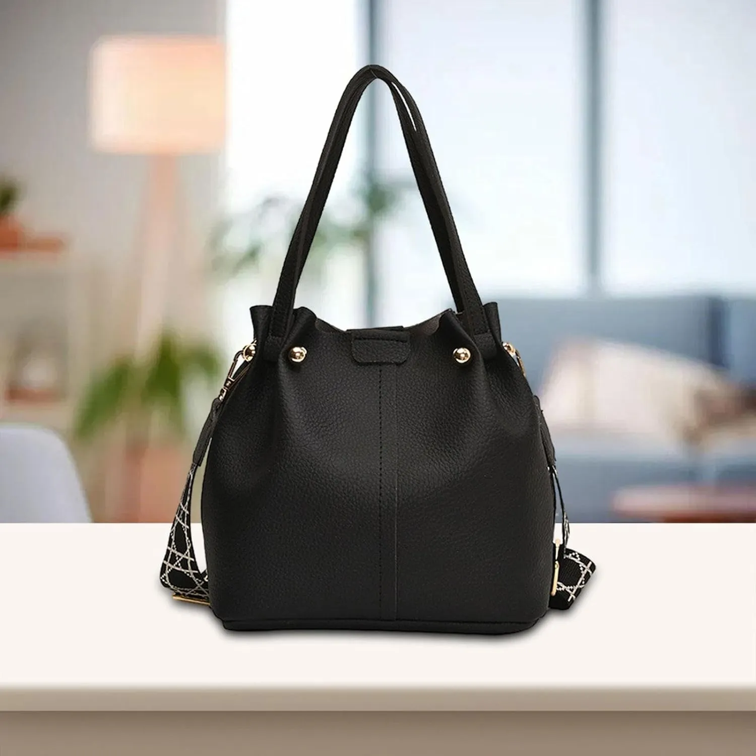 Women Bucket Bag with Adjustable Strap Stylish Ladies Commuting Crossbody Purse