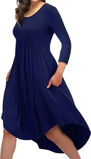 Women Casual Loose Comfy Flowy T-Shirt Dress with Pockets