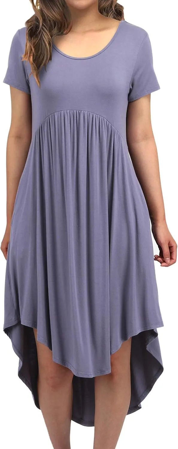 Women Casual Loose Comfy Flowy T-Shirt Dress with Pockets