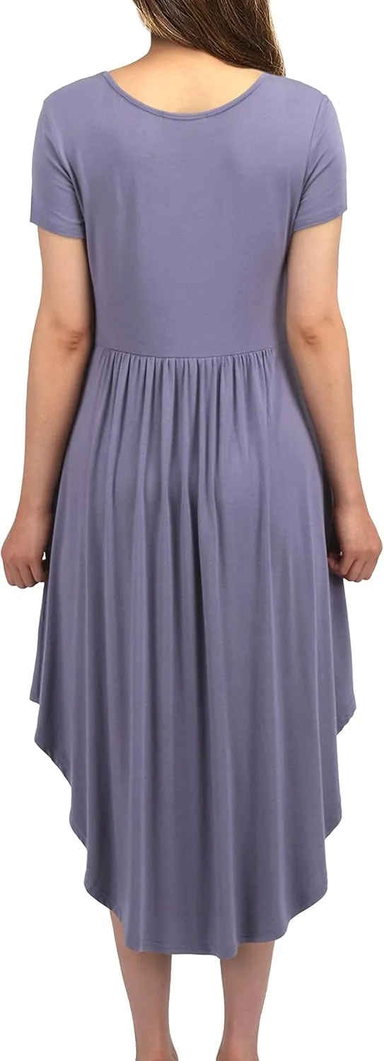 Women Casual Loose Comfy Flowy T-Shirt Dress with Pockets