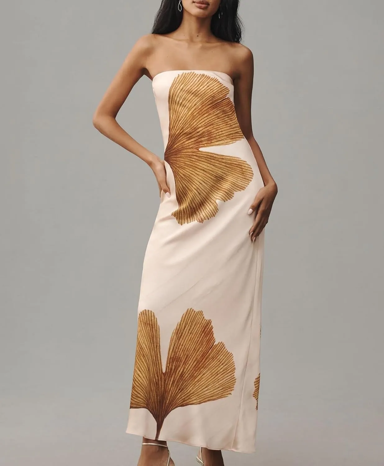 Women Floral Tube Strapless Maxi Dress Sexy Backless Bodycon Long Dress with Scarf Mesh Summer Cocktail Sundress