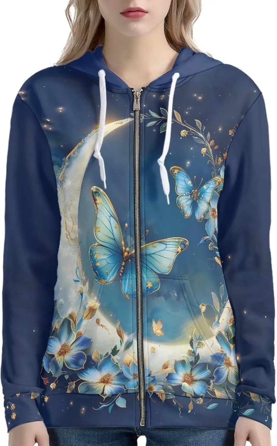 Women Full Zip Up Hoodie Comfy Loose Long Sleeve Sweatshirt Casual Jacket with Pockets Size XS-5XL