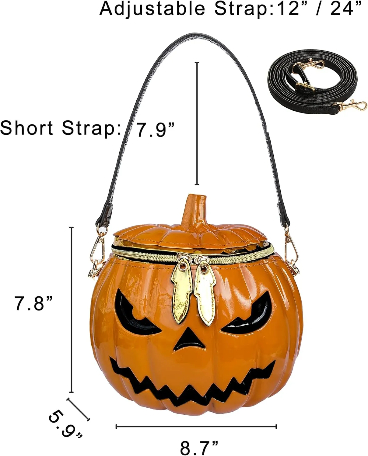 Women Pumpkin Shaped Crossbody Shoulder Bag Unique Weird PVC Handbag Novelty Halloween Pumpkin Purse