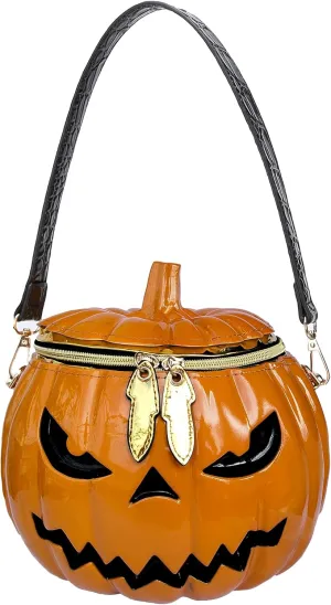 Women Pumpkin Shaped Crossbody Shoulder Bag Unique Weird PVC Handbag Novelty Halloween Pumpkin Purse
