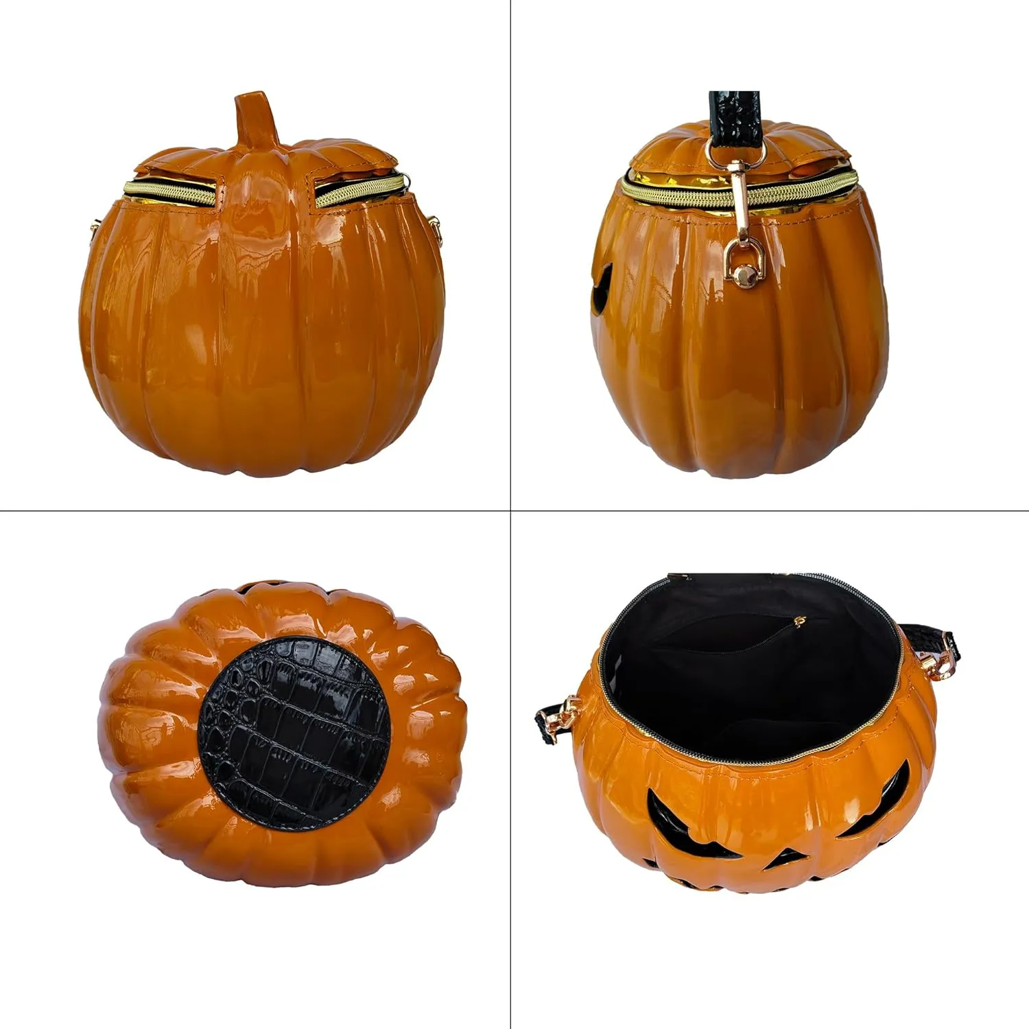 Women Pumpkin Shaped Crossbody Shoulder Bag Unique Weird PVC Handbag Novelty Halloween Pumpkin Purse