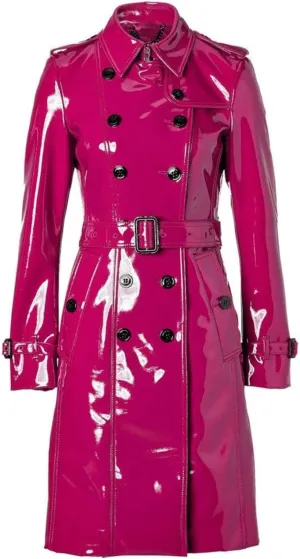 Women PVC Leather Shiny Light Weighted Raincoat Stylish Trench Coat