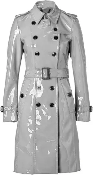 Women PVC Leather Shiny Light Weighted Raincoat Stylish Trench Coat