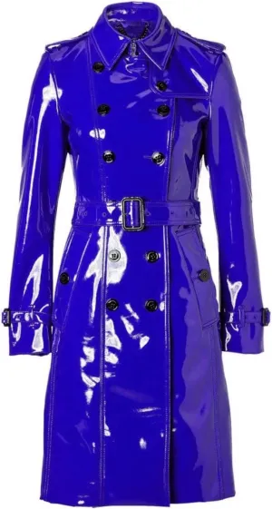 Women PVC Leather Shiny Light Weighted Raincoat Stylish Trench Coat
