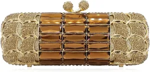 Women Rhinestone Evening Bag Sparkly Crystal Purse Unique Diamond Clutch Bag Long Cylinder Handbag for Wedding Party