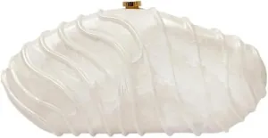 Women Shell Shape Acrylic Evening Clutch Purse Unique Stripe Marble Handbag for Party Cocktail Wedding