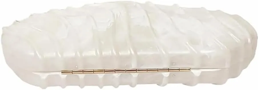 Women Shell Shape Acrylic Evening Clutch Purse Unique Stripe Marble Handbag for Party Cocktail Wedding