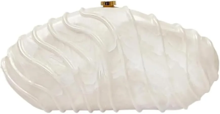 Women Shell Shape Acrylic Evening Clutch Purse Unique Stripe Marble Handbag for Party Cocktail Wedding