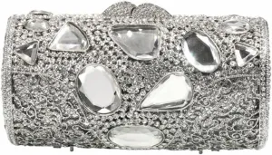 Women Unique Crystal Evening Handbag Sparkling Rhinestones Wedding Clutch Full Diamond Purses for Banquet Party