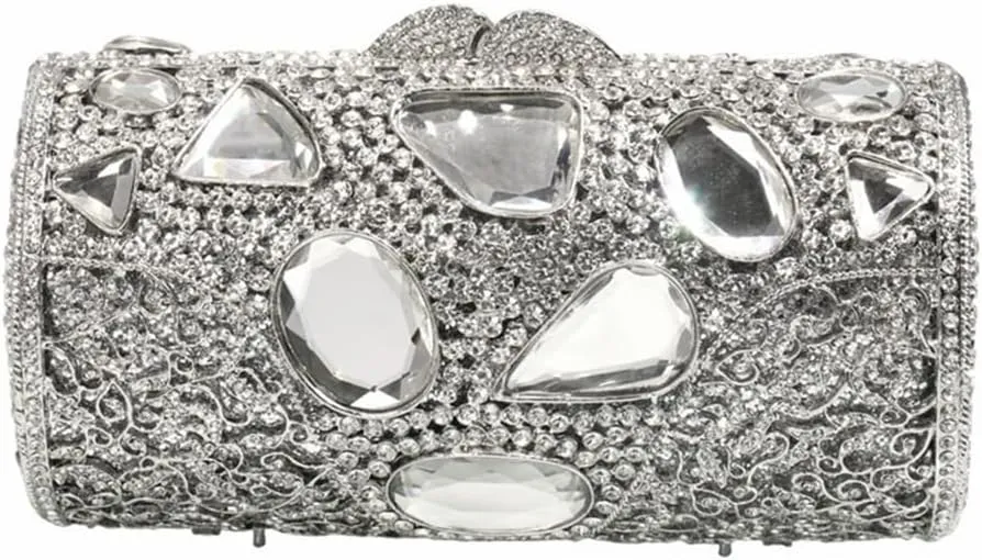 Women Unique Crystal Evening Handbag Sparkling Rhinestones Wedding Clutch Full Diamond Purses for Banquet Party