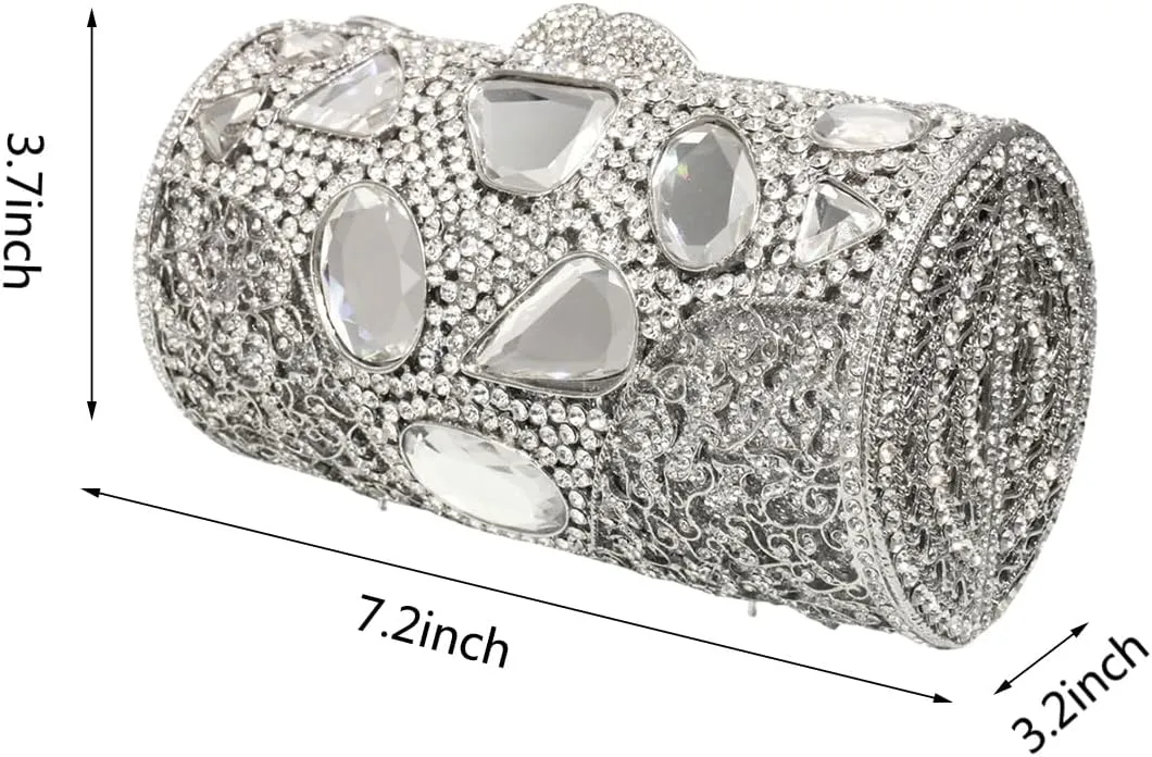 Women Unique Crystal Evening Handbag Sparkling Rhinestones Wedding Clutch Full Diamond Purses for Banquet Party