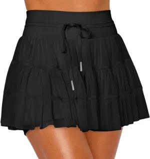 Women's Athletic Pleated Skort with Pockets - High Waisted Tennis Skirt with Built-in Shorts for Golf, Running & Casual Wear