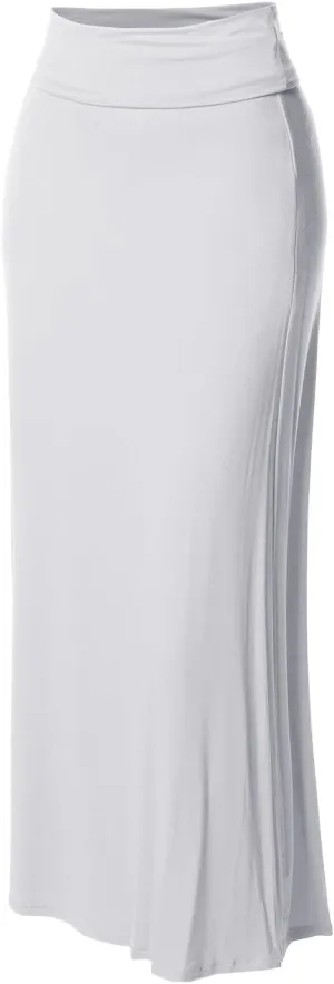 Women's Awesome 21 Stylish Fold Over Flare Long Maxi Skirt
