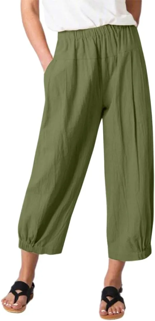 Womens Capri Yoga Pants Wide Leg Loose Comfy Lounge Cropped Capris with Pockets