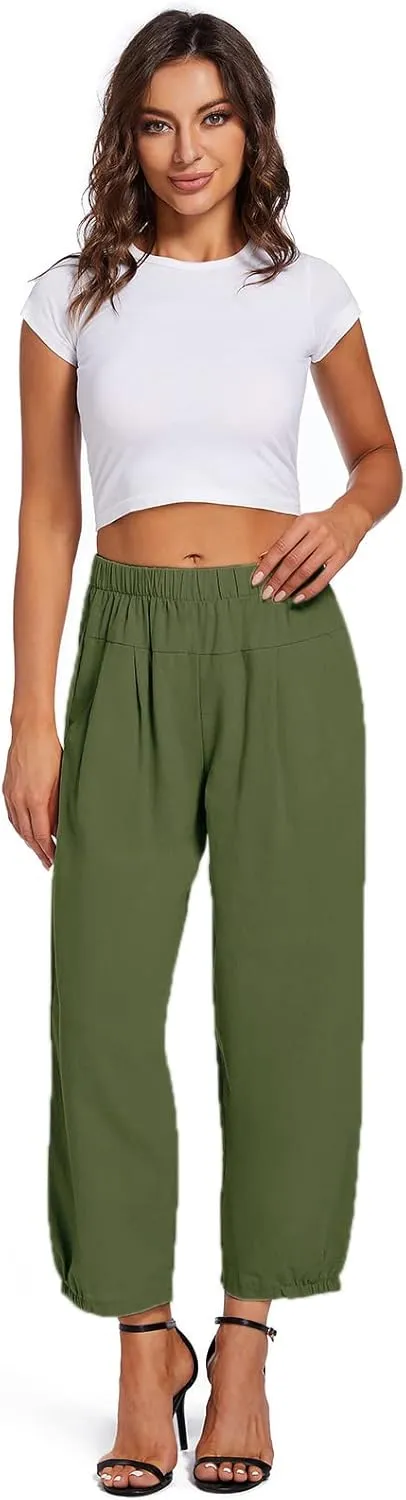 Womens Capri Yoga Pants Wide Leg Loose Comfy Lounge Cropped Capris with Pockets