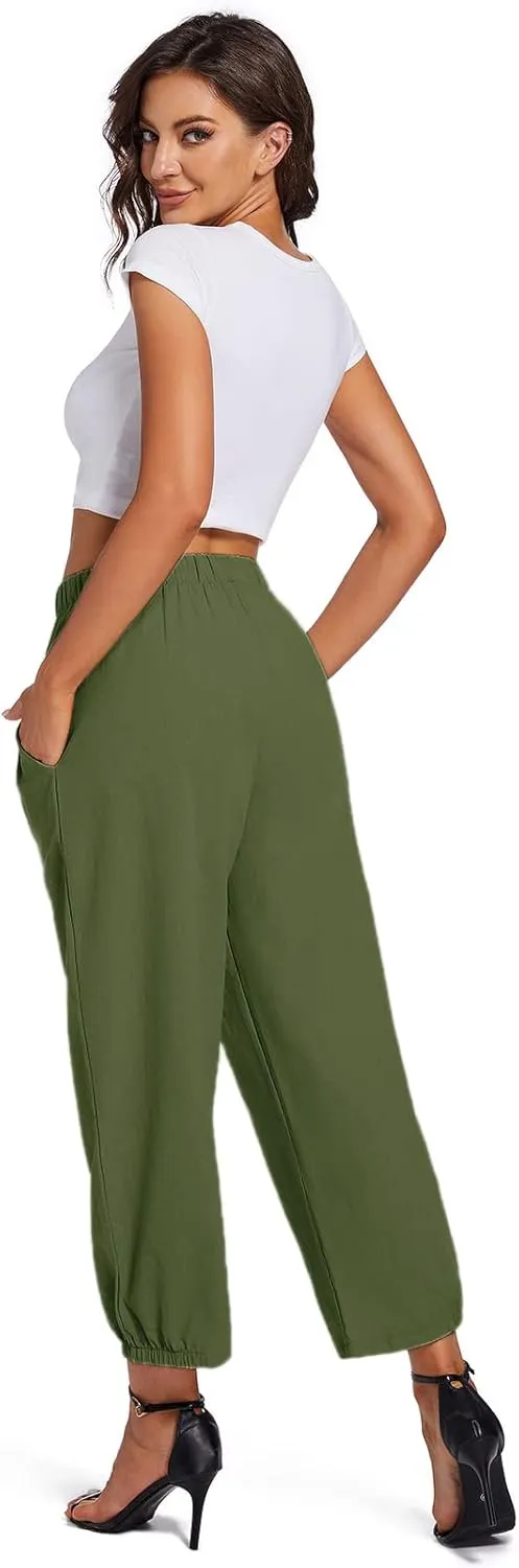 Womens Capri Yoga Pants Wide Leg Loose Comfy Lounge Cropped Capris with Pockets