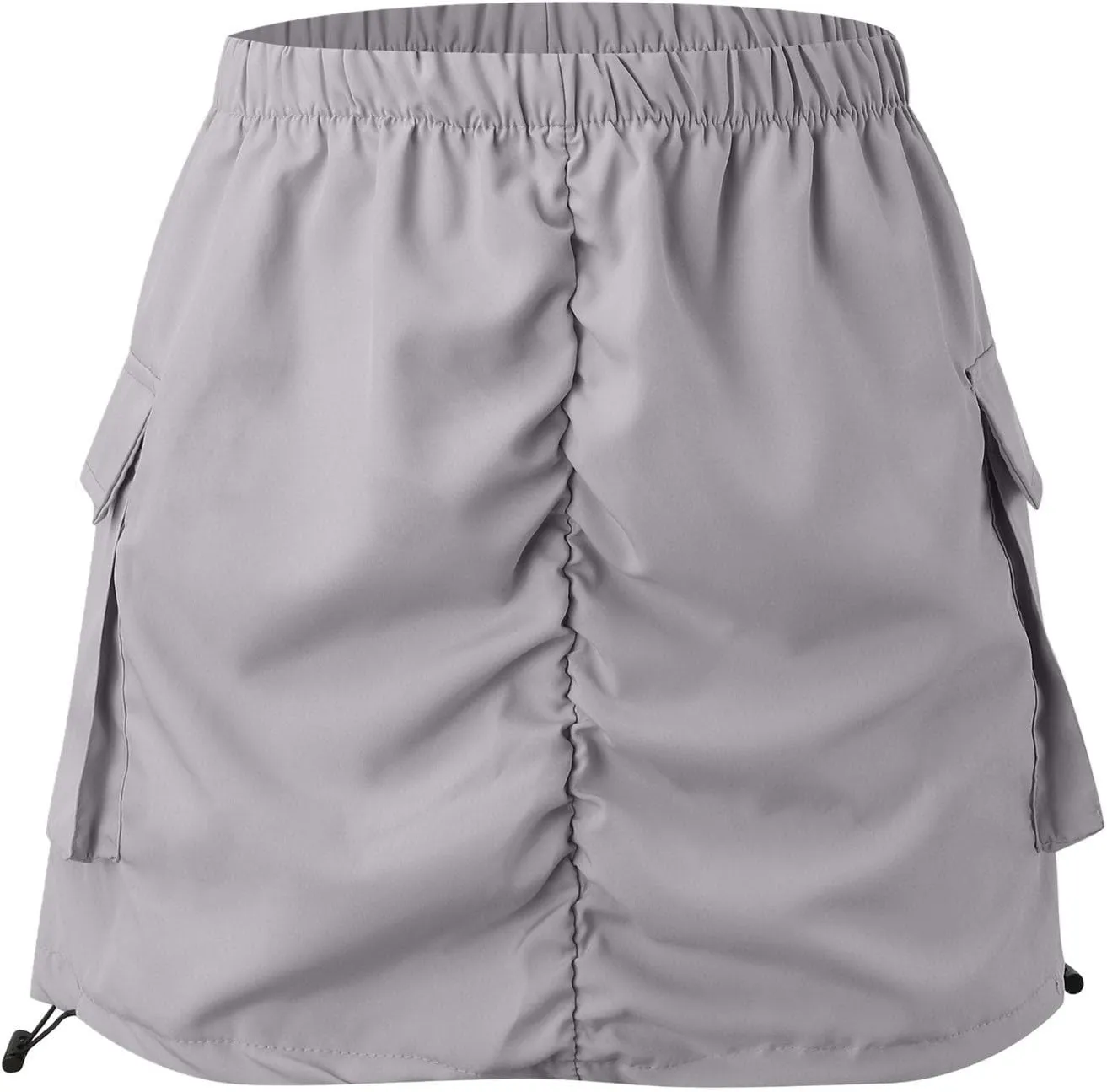 Womens Cargo Skirt Casual Summer High Waisted Bodycon Pencil Ruched Mini Skirts Side Drawstring and Hot Mini