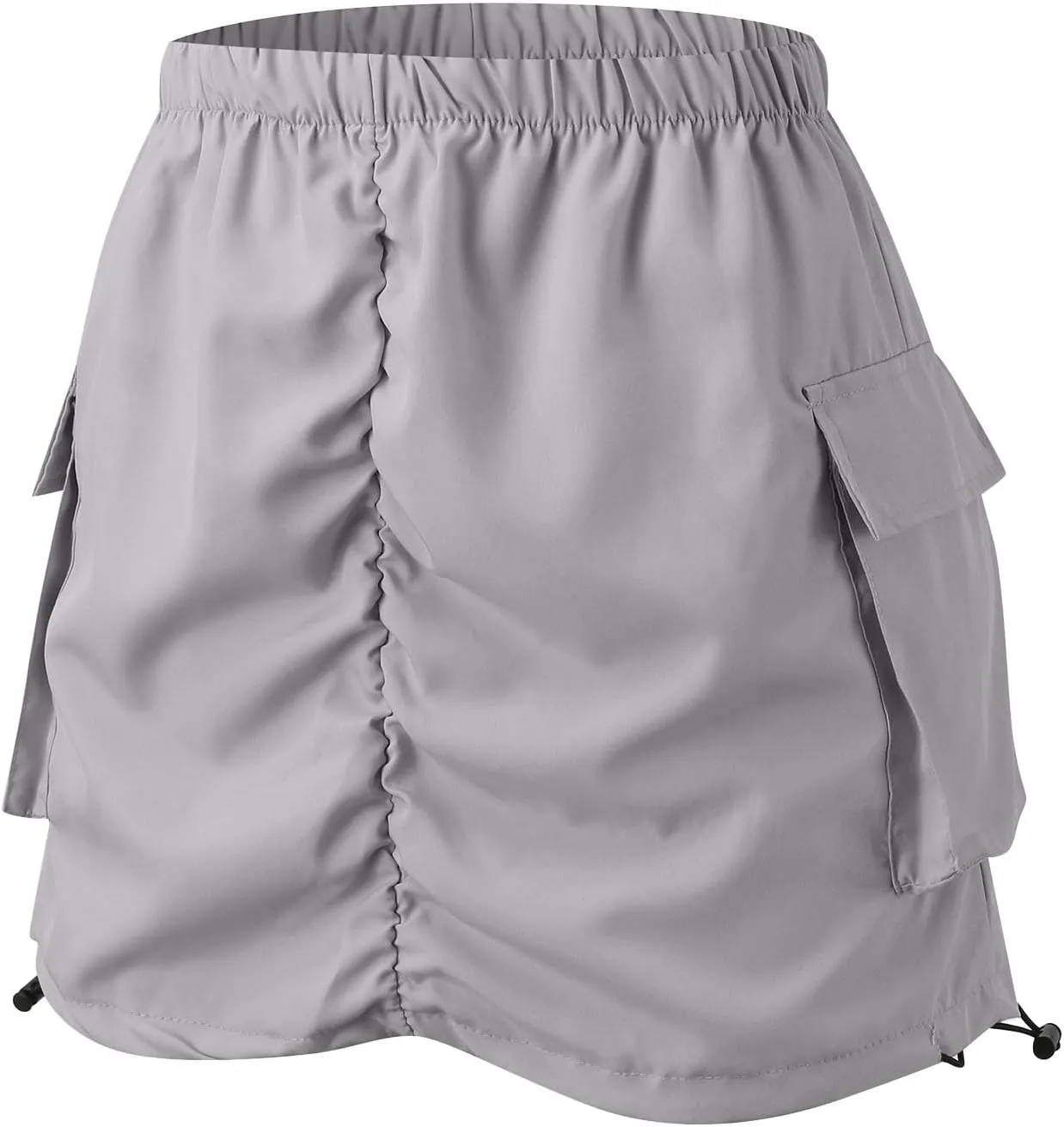 Womens Cargo Skirt Casual Summer High Waisted Bodycon Pencil Ruched Mini Skirts Side Drawstring and Hot Mini