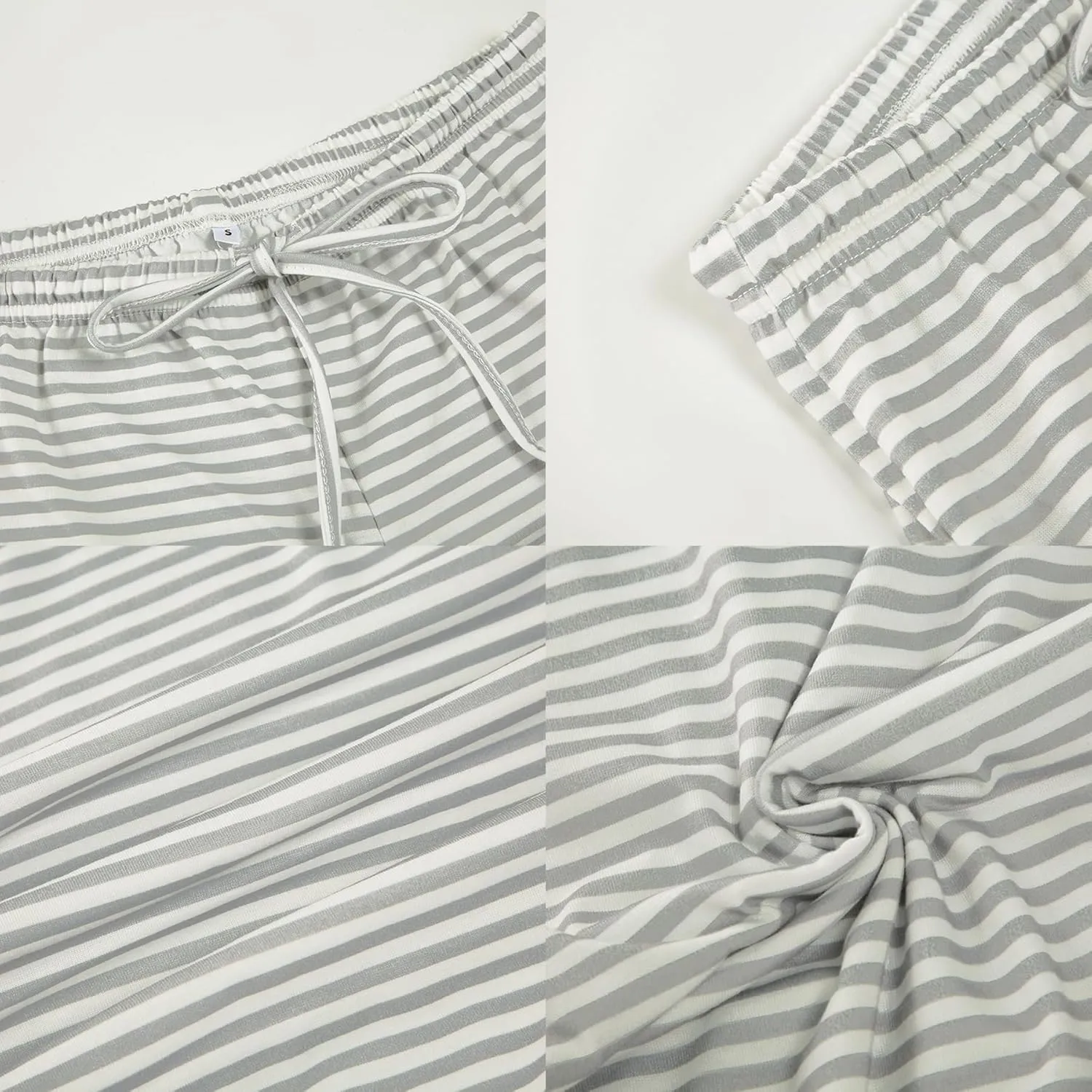 Women's Comfy Pajama Loose Casual Drawstring Lounge Pants - Striped Print Stretch Wide Leg