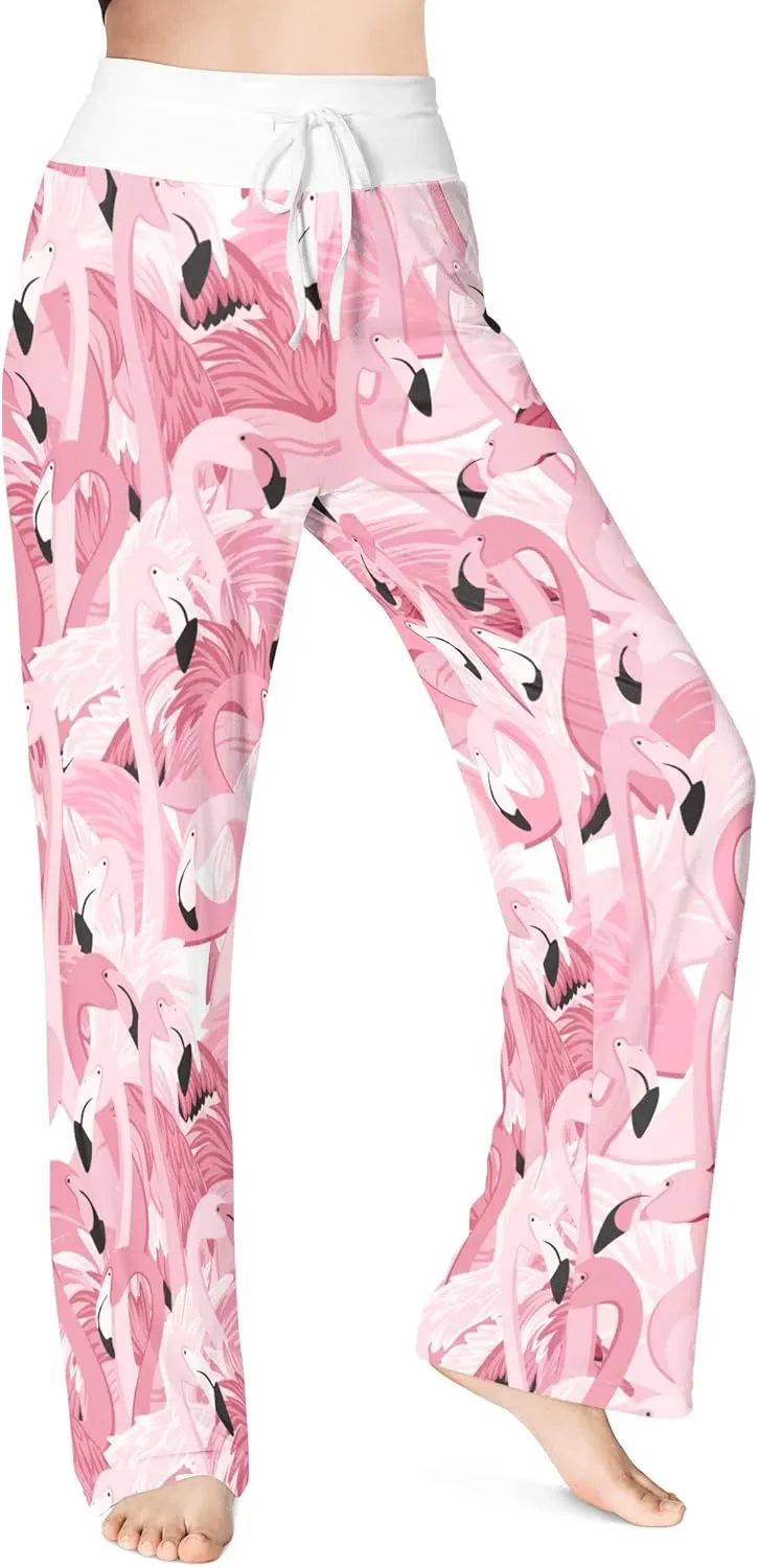 Women's Comfy Pajama Pants Casual Drawstring Stretch Wide Leg Palazzo Lounge Pants