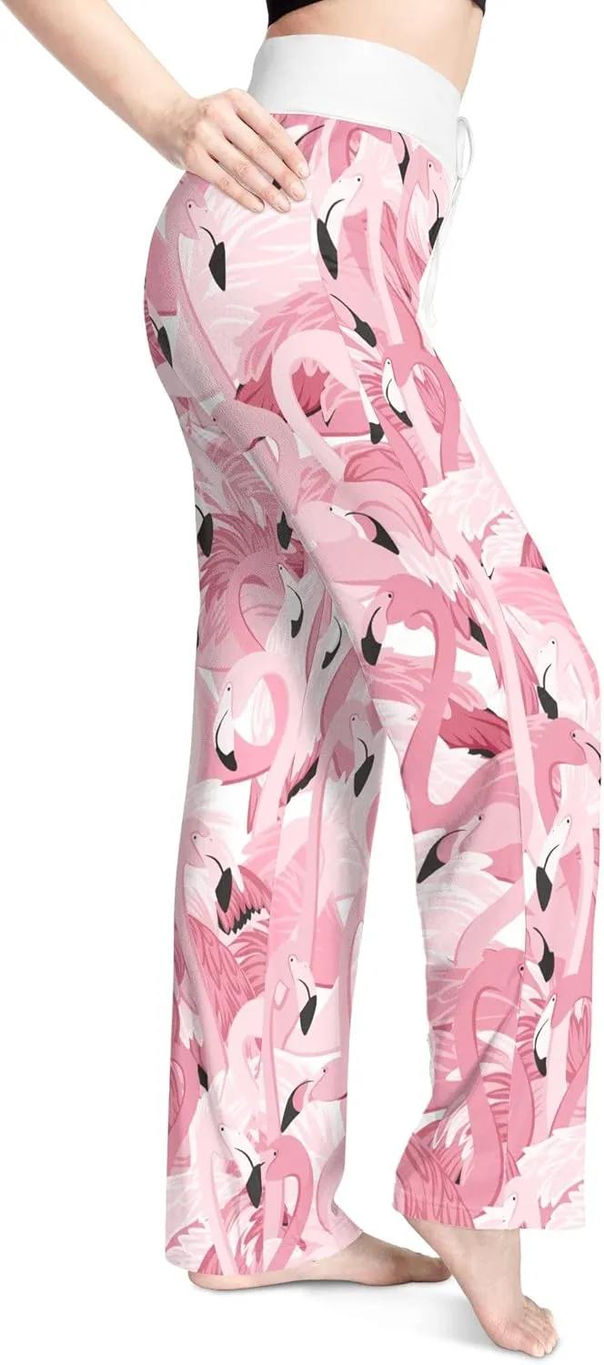Women's Comfy Pajama Pants Casual Drawstring Stretch Wide Leg Palazzo Lounge Pants