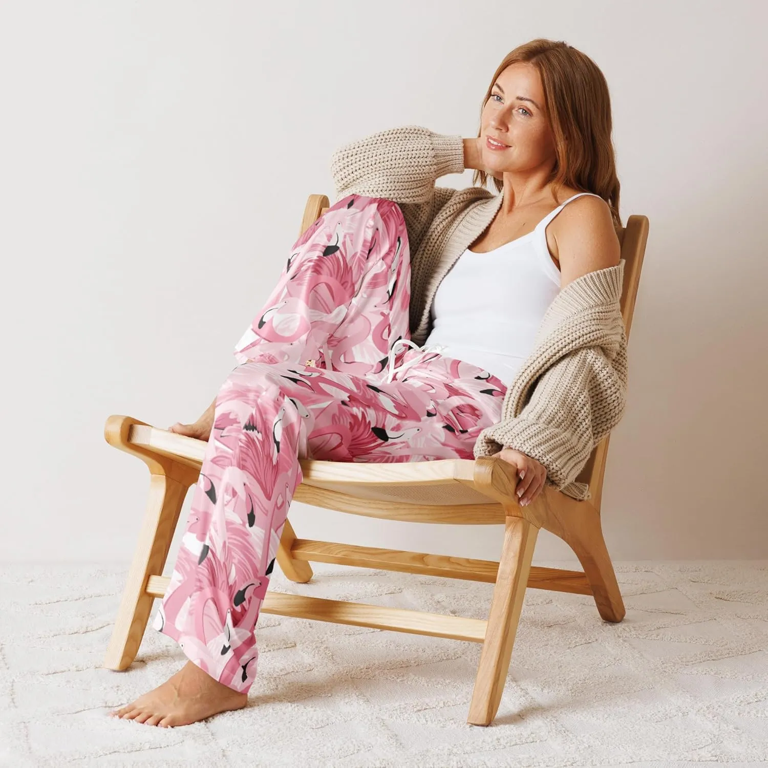 Women's Comfy Pajama Pants Casual Drawstring Stretch Wide Leg Palazzo Lounge Pants