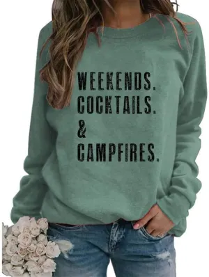 Womens Cute Camping Sweatshirt Heart Graphic Print Long Sleeve Crew Neck Lightweight Pullovers Tops Comfy Loose Shirts