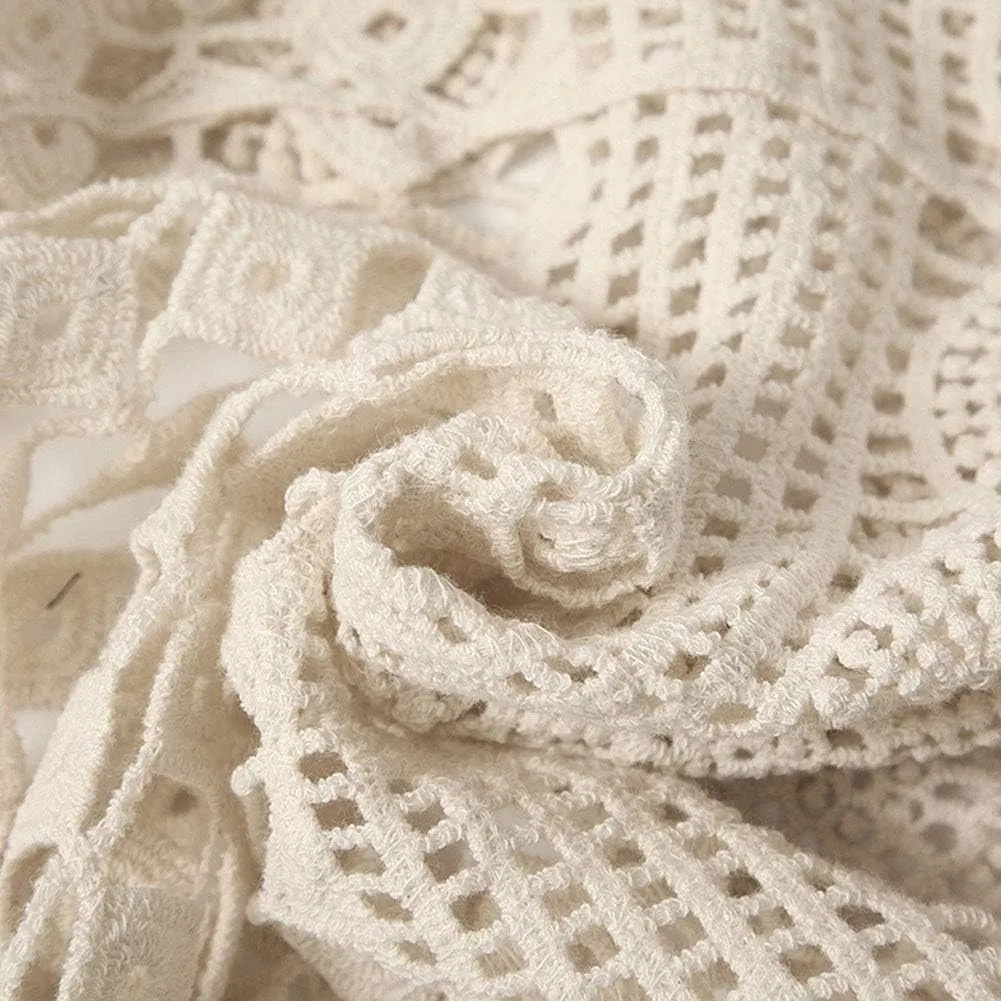 Womens Floral Crochet Lace Boho Trim Sleeveless Open Front Vest Cardigan