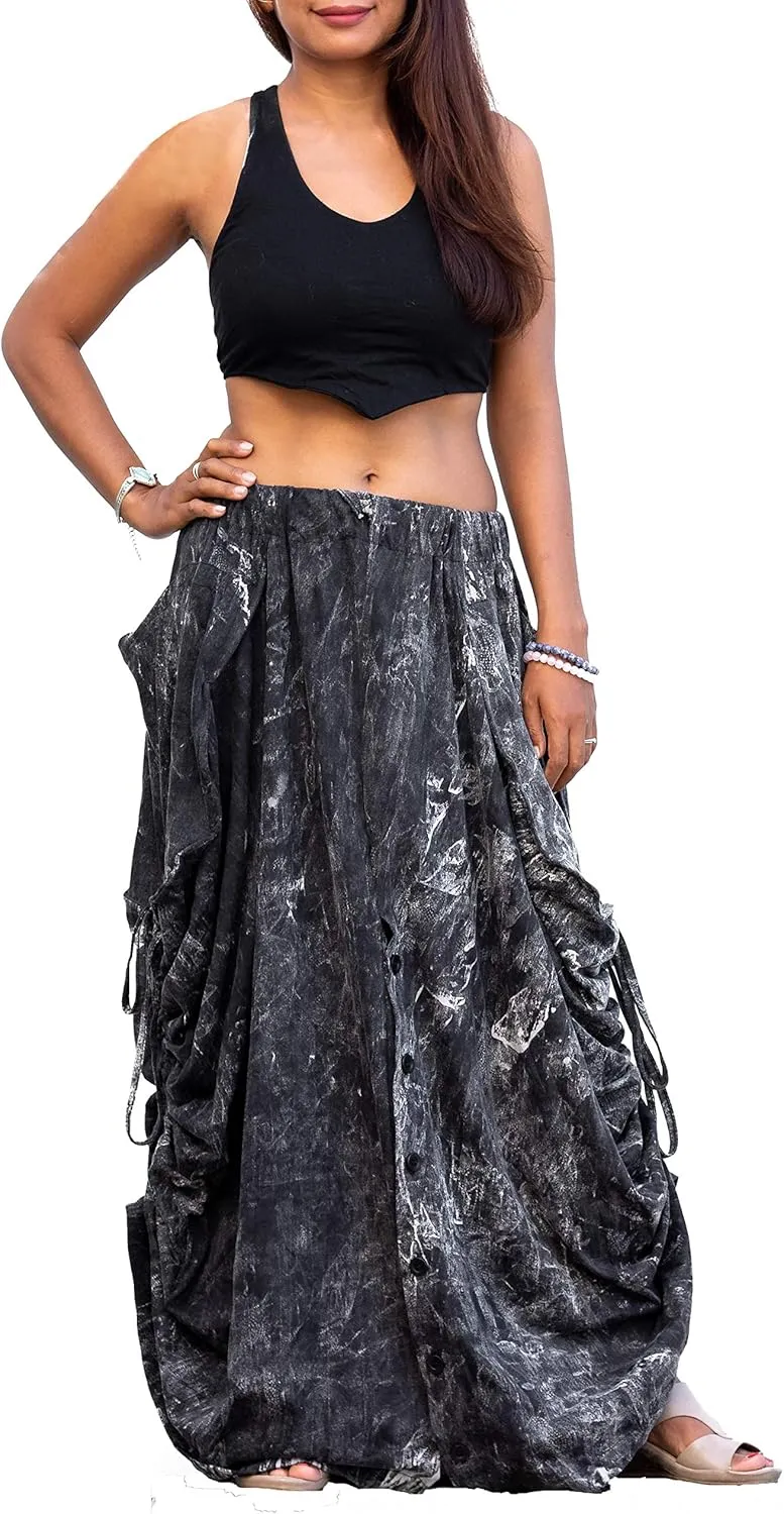 Women's Palazzo Pants Wide Leg Lounge Convertible Maxi Skirt with Pockets Casual Comfy Trouser