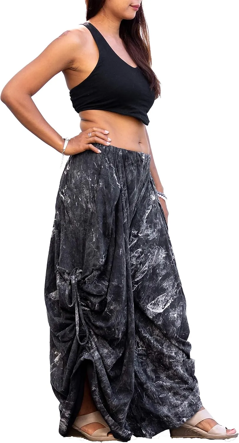 Women's Palazzo Pants Wide Leg Lounge Convertible Maxi Skirt with Pockets Casual Comfy Trouser