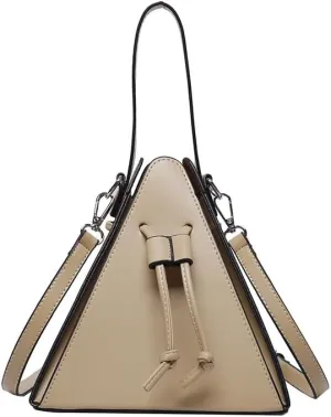 Women's Pu Leather Evening Clutch & Crossbody Bag - Unique Top Handle Triangle Satchel for Daily Use