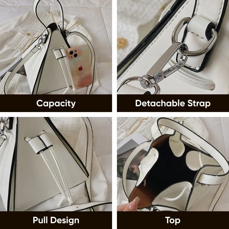 Women's Pu Leather Evening Clutch & Crossbody Bag - Unique Top Handle Triangle Satchel for Daily Use