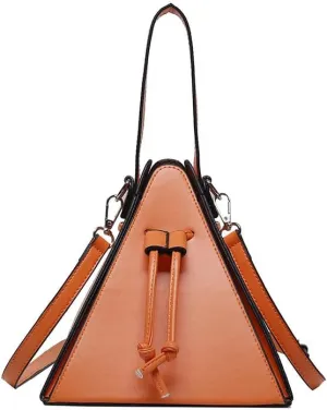 Women's Pu Leather Evening Clutch & Crossbody Bag - Unique Top Handle Triangle Satchel for Daily Use