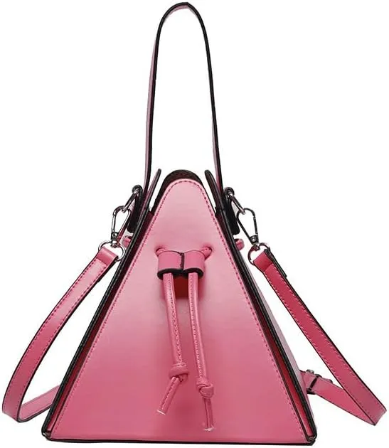 Women's Pu Leather Evening Clutch & Crossbody Bag - Unique Top Handle Triangle Satchel for Daily Use