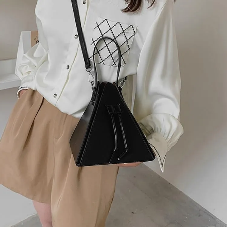 Women's Pu Leather Evening Clutch & Crossbody Bag - Unique Top Handle Triangle Satchel for Daily Use
