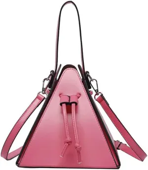 Women's Pu Leather Evening Clutch & Crossbody Bag - Unique Top Handle Triangle Satchel for Daily Use
