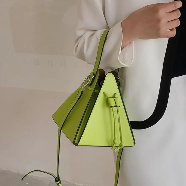 Women's Pu Leather Evening Clutch & Crossbody Bag - Unique Top Handle Triangle Satchel for Daily Use