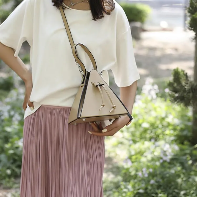 Women's Pu Leather Evening Clutch & Crossbody Bag - Unique Top Handle Triangle Satchel for Daily Use