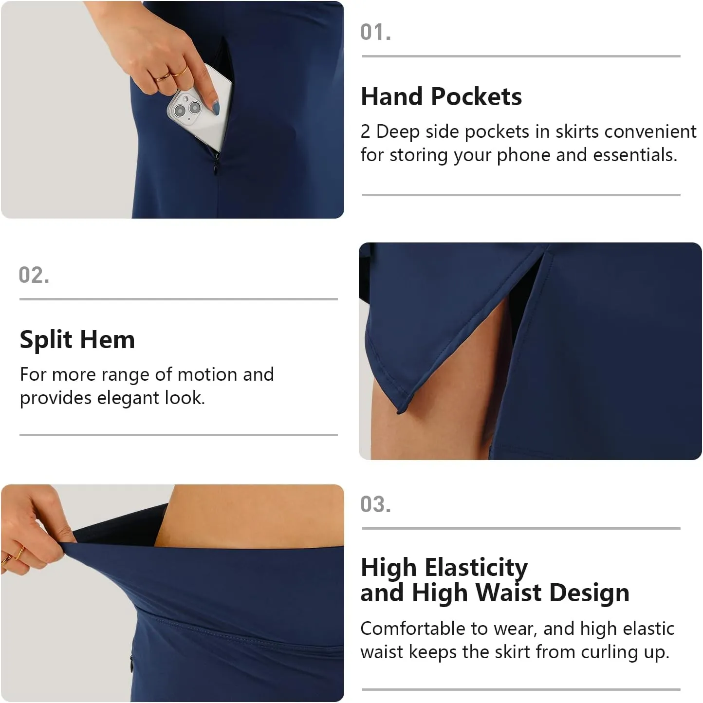 Womens Skorts Modest Knee Length Skirts Athletic Midi Active Running Skirt