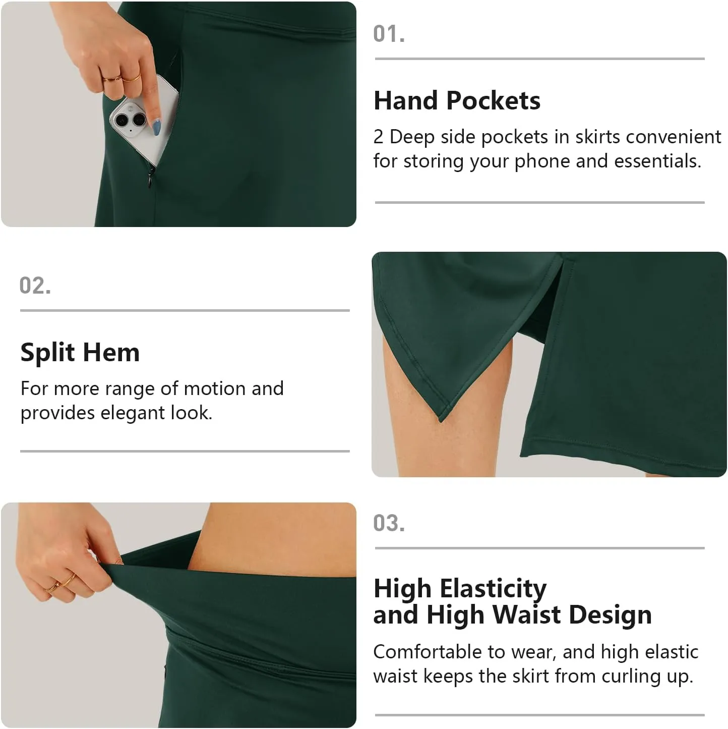 Womens Skorts Modest Knee Length Skirts Athletic Midi Active Running Skirt