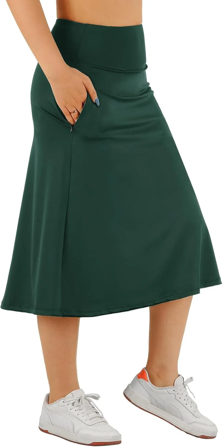 Womens Skorts Modest Knee Length Skirts Athletic Midi Active Running Skirt