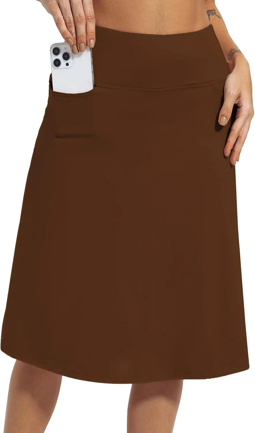 Womens Skorts Modest Knee Length Skirts Athletic Midi Active Running Skirt
