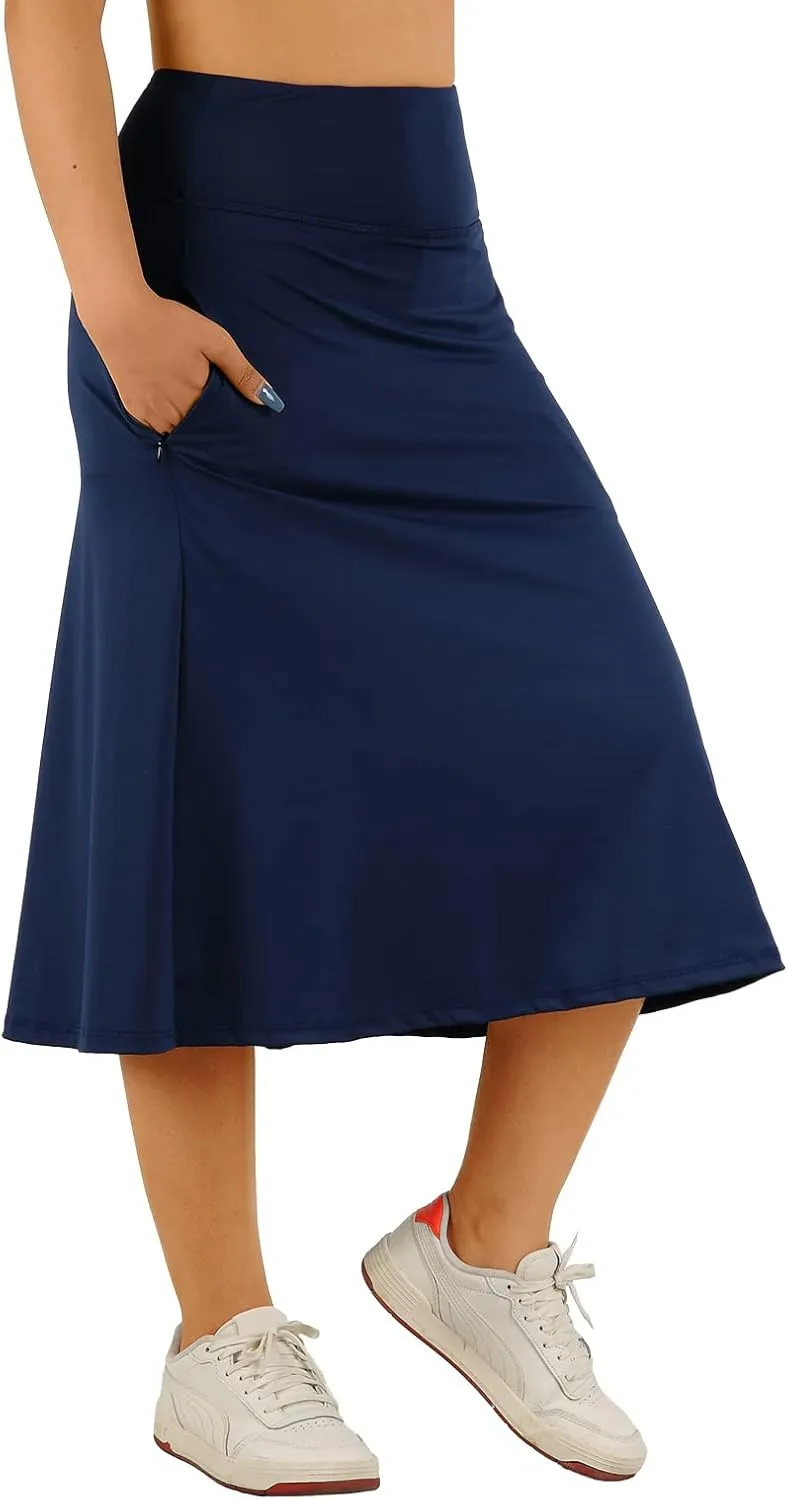 Womens Skorts Modest Knee Length Skirts Athletic Midi Active Running Skirt